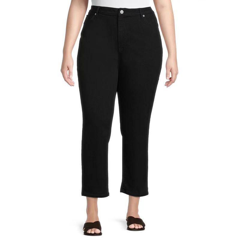 

Sunshine House Spring Export European and American plus Size Women s Clothes Denim Cropped Pants High Waist Casual Pants Women s Pants Black 3: Waist 66