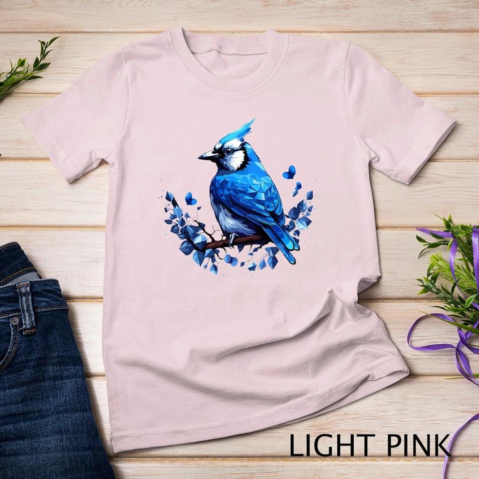 Blue Jay Geometric Patten Art,Cute Blue Jay Bird Lover Tee Unisex T-shirt 7 S