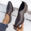 Western Style Elastic Single Shoes, British Style Pointed Toe, Thick Heel, Large Size Chelsea Small Leather Shoes for Women, 2025