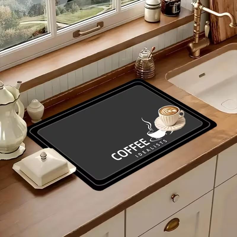 Minimally Styled Coffee Machine Mat and Anti Slip Kitchen Mat with Water Resistance for Kitchen Dining