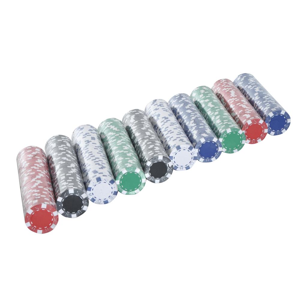 Poker Set, Complete Poker Case, 500 Chips, 2 Decks, 5 Dice, Dealer Button, Aluminum
