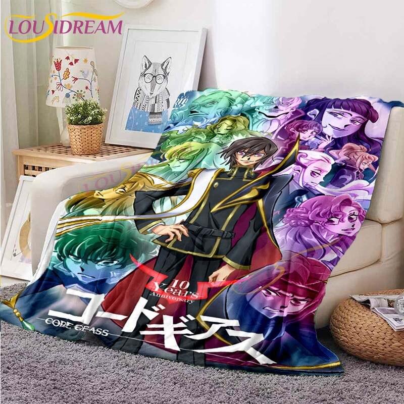 Classic Anime Blanket Code Geass Flannel Throw Blanket Lelouch Chair Sofa Lazy Blankets Cartoon Blankets for Home Bedroom Travel
