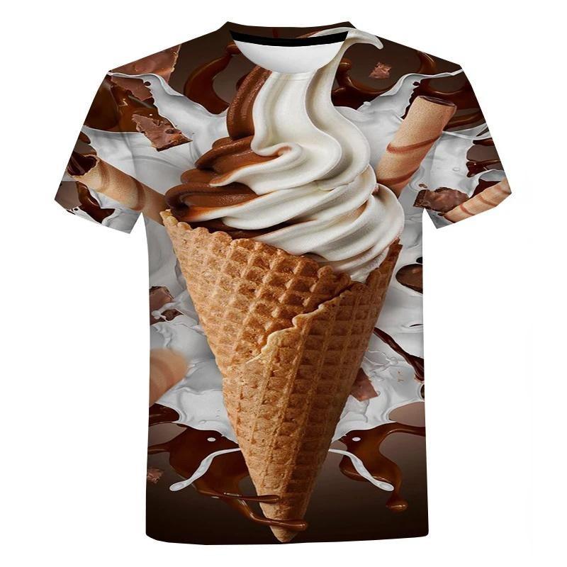 Summer Children Funny Ice Cream 3D Print T-shirt Street Cool Cool Short Sleeve T Shirts Personality Graphic Humour Tee Top