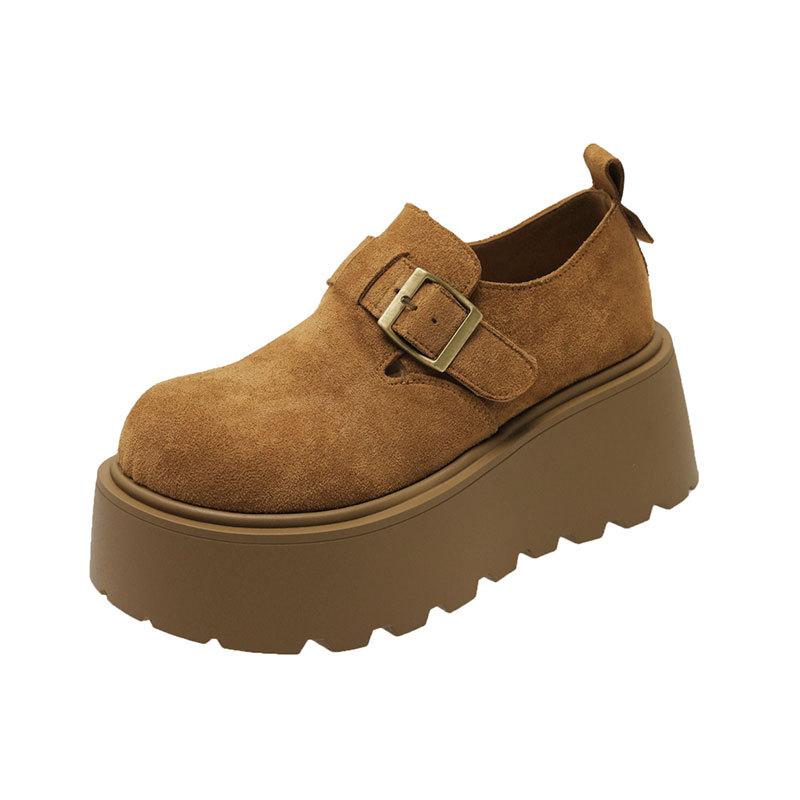 Big Head Ugly Cute Boken Single Shoes Women's Spring and Autumn New Thick-soled Height-increasing Small Boken Shoes