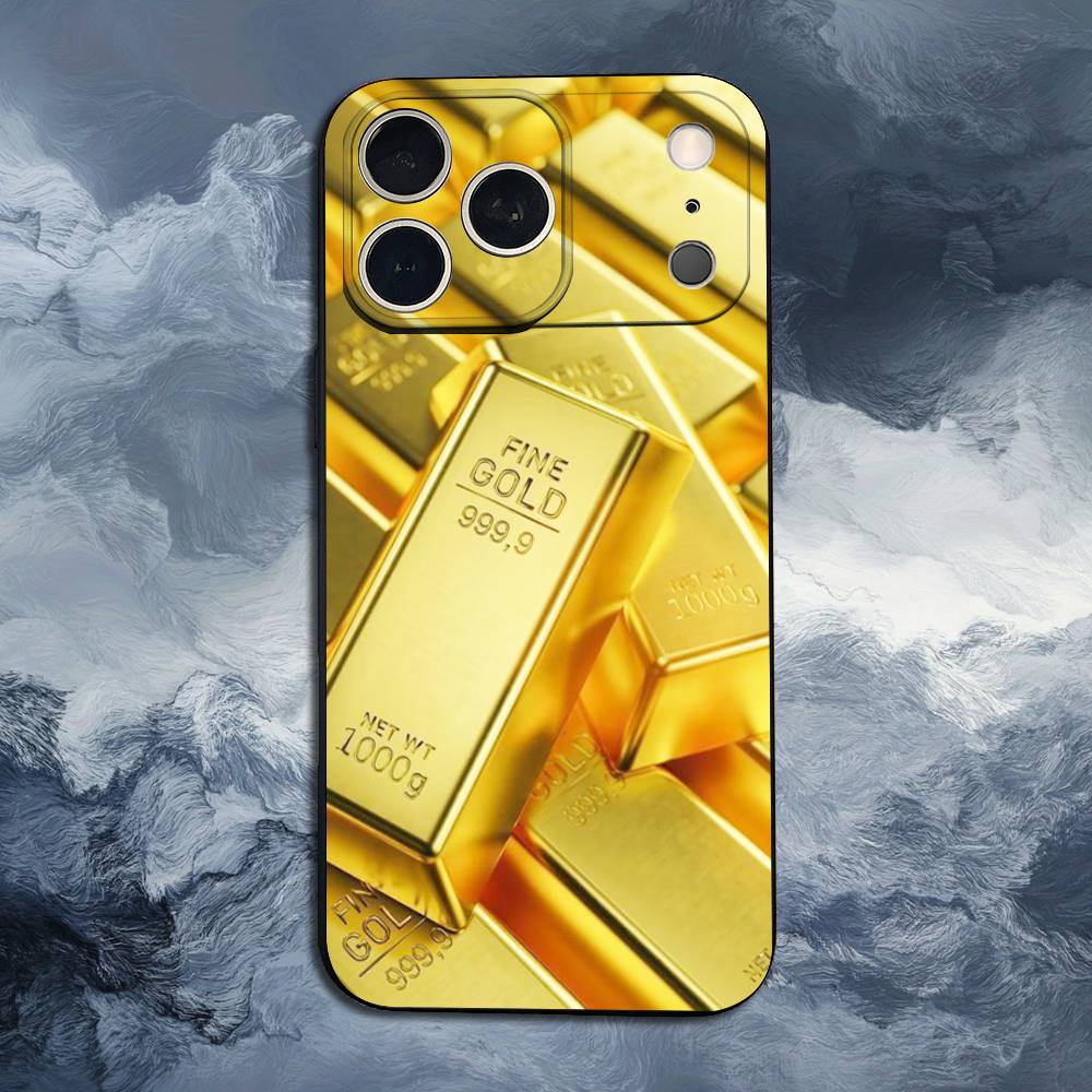 Cool Gold Art Phone Case For iPhone 17,16,15,14,13,12,11 Plus,Pro Max,XS,X,XR,SE,Mini,8,7,Soft Silicone Black Cover