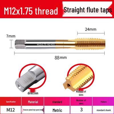 Jun Ding Ying M12*1.75 Titanium Coated Drill Tap for Stainless Steel