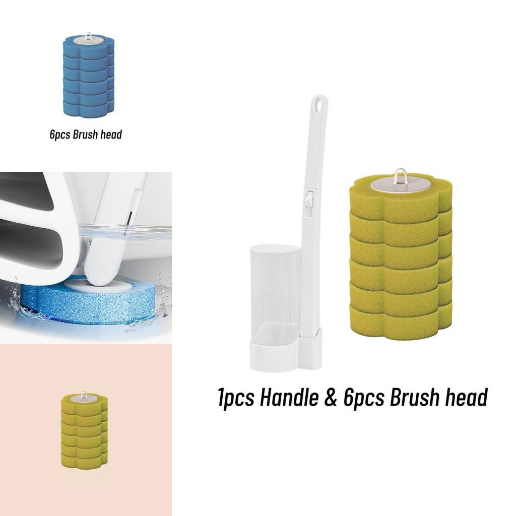 Disposable Toilet Brush Wands With Replaceable Heads Easy To Clean Toilet Bowl Lid And Corner Dirt Plastic Material Blue Yellow Purple