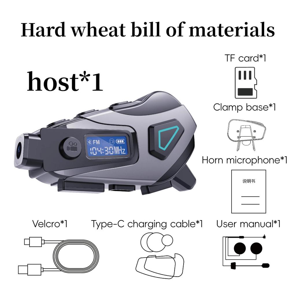 K10 Motorcycle Helmet Headset 1080P Video Dashcam Motorbike Recorder Wireless Moto Headphone Hands-Free Calling FM+Bluetooth 5.4 IPX8 Waterproof