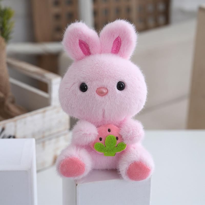 Rabbit Adorable Stuffed Animal Plushie Keychain Fluffy Bunny Doll For Gift Ideas