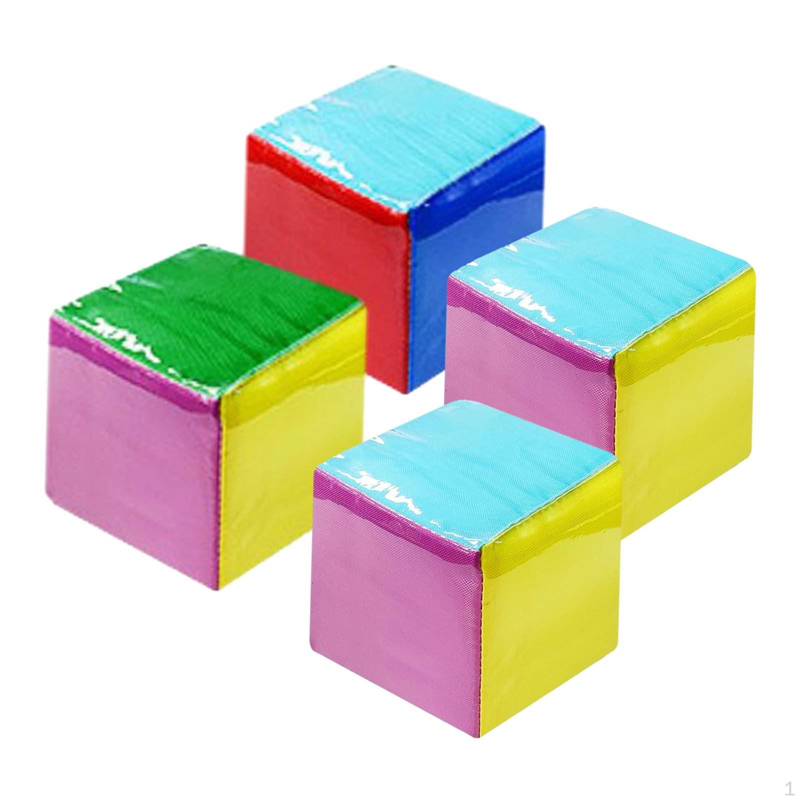 

3,94-дюймовий великий плюшевий куб з гральними кубиками з прозорою кишеньковою освітньою грою Реквізит для ігор Тихий м’який 4pcs