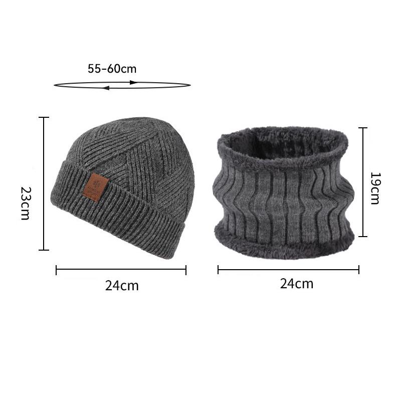 Men's Wool Thick Knitted Hat Scarf Winter Cashmere Ear Protection Warm Wool Hat