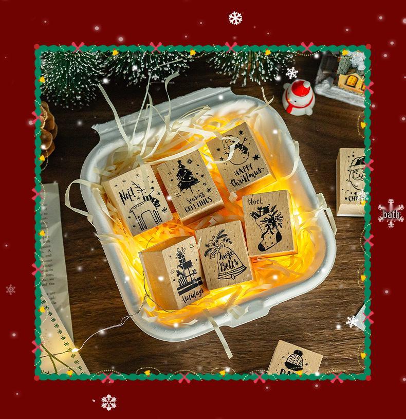 DIY Christmas Wooden Stamp Set for Journal and Diary Decoration