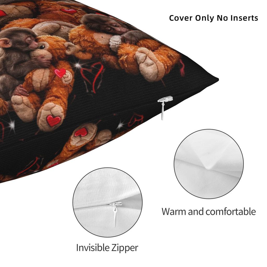 Decorative Pillowcases Monkey Punch Baby Monkey Holding Toy Merch Home Pillow Case Cover Square Style Multi-Size