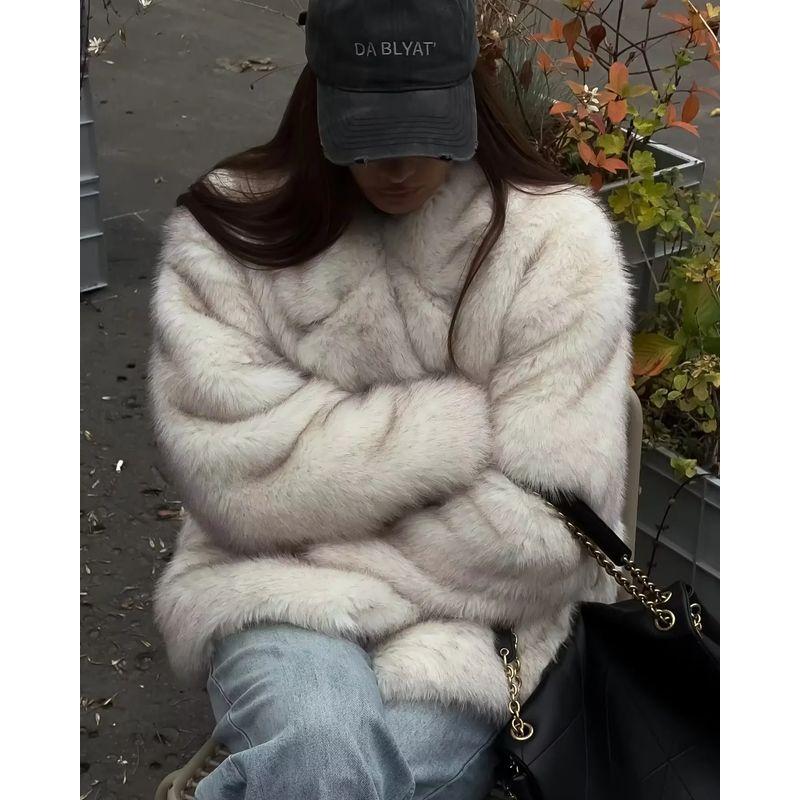Fall and Winter New Arrival Women's Clothing Fashion Style Elegant Socialite Thermal Furry Clothes Fashion Fur Effect Coat Overcoat