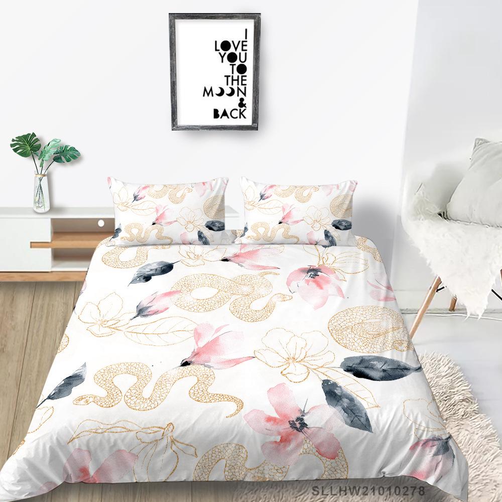Geometric Painting Series 3D Digital Printing Quilt Cover Pillowcase Three-Piece Set Polyester