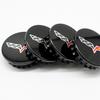4x Black White Wheel Rim Center Hub Cap For 2008-2013 Corvette Crossed Flag 68mm