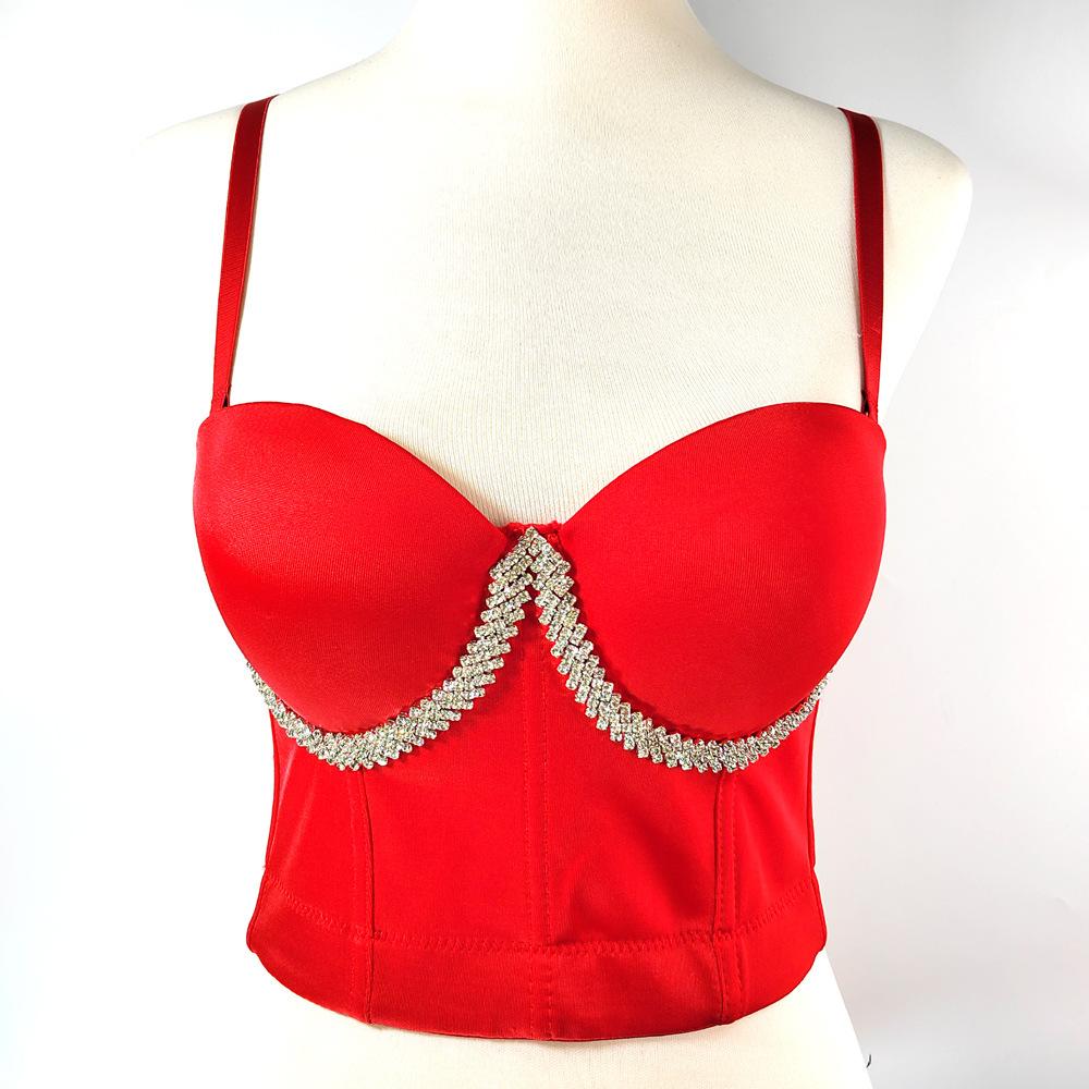 2024 Vest Rhinestone Corset Anti-Exposure Comfortable Body Shaping Wrapped Chest Push up Breathable Bra Outer Wear Bustier