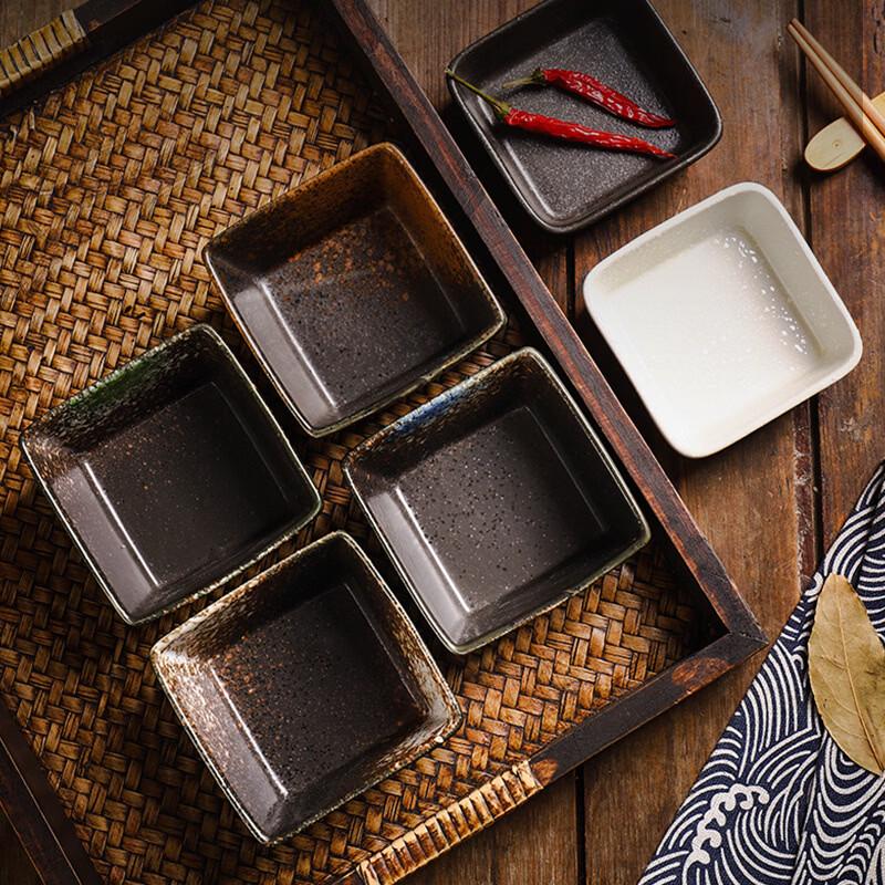 Ceramic Square Sushi & Dipping Sauce Dishes (3-Pack)