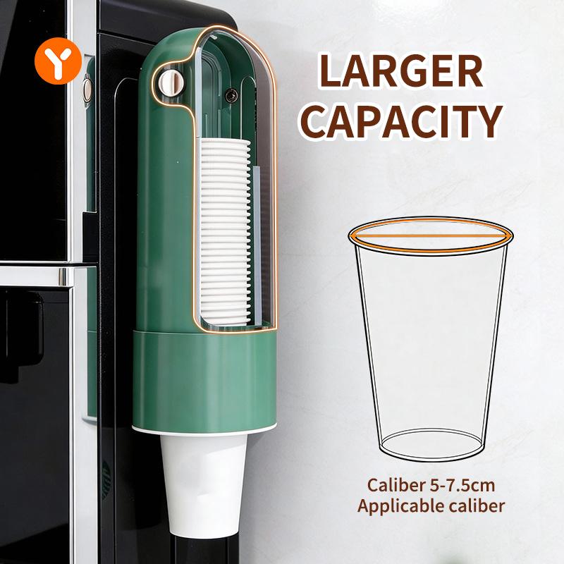Wall-Mounted No-Drill Disposable Cup Dispenser Household Paper Cup Holder Dustproof Cup Storage Rack