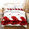 3D Red Rose Valentine's Day Gift Soft Duvet Cover Set Featuring Pilowcases Mary Warm Comforter Beding Sets for Weding Double Bed Linen Set Young Girls