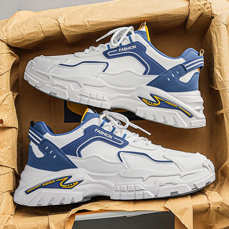 Spring and autumn new student anti-slip running light sports leisure leather teen dad shoes trend