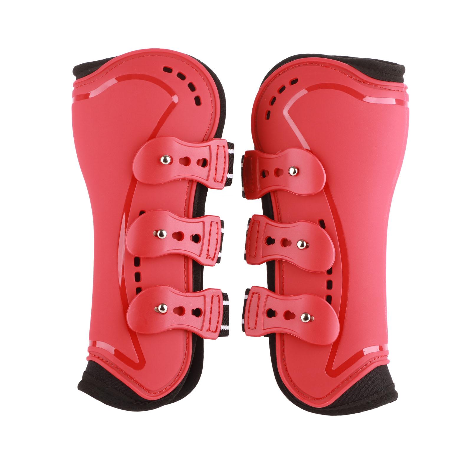 Outsideworld Red Horse Front Leg Boots Breathable Impact Absorbing Prevent Slip Soft Lining Lightweight Horse Leg Guard M