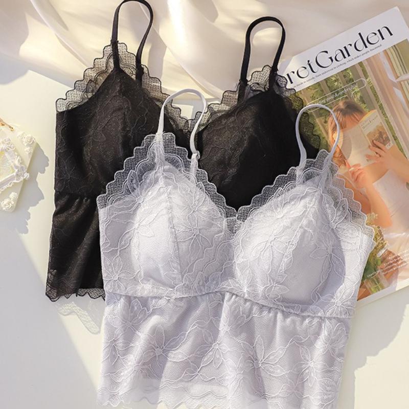 Dámské krajkové podprsenky Top Pohodlné Bralette Jednobarevné Sexy Spodní Prádlo Vesta Dámské Bezdrátové spodní prádlo Duté Bezešvé Podprsenka