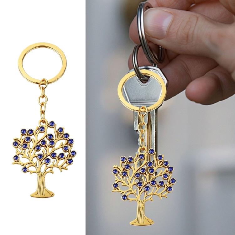 Beautiful Handmade Key Holder Accessory With Symbolic Tree Charm And Eye Catching Rhinestones Highlight