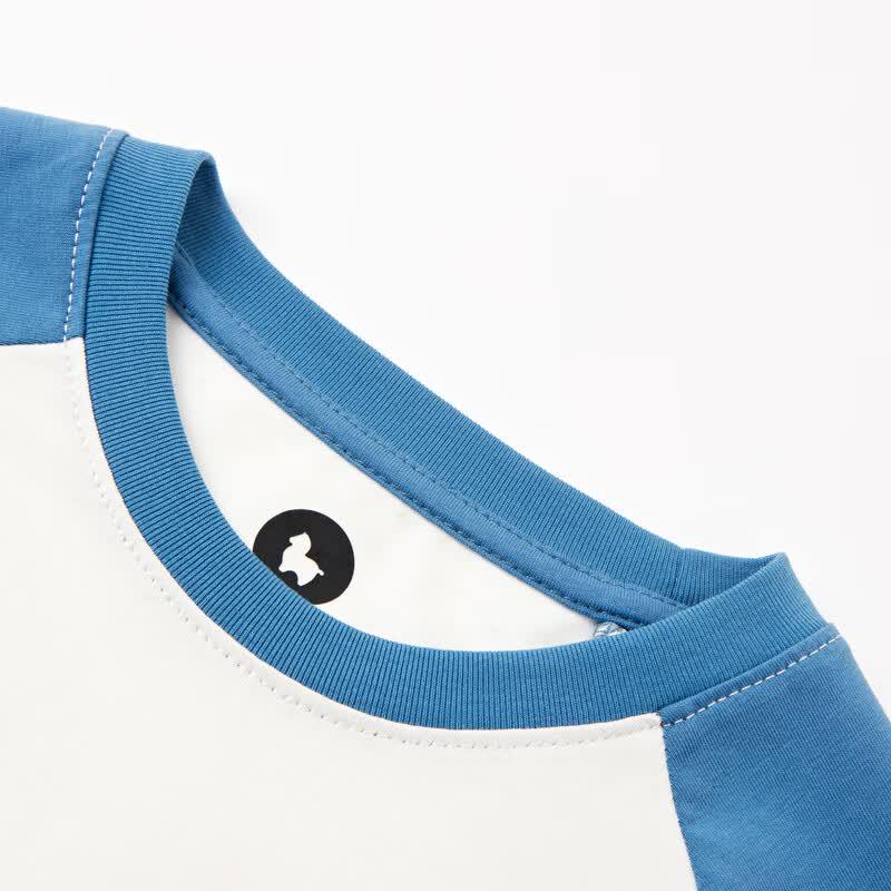 MQD Boys' Raglan Sleeve Colorblock Cartoon T-shirt