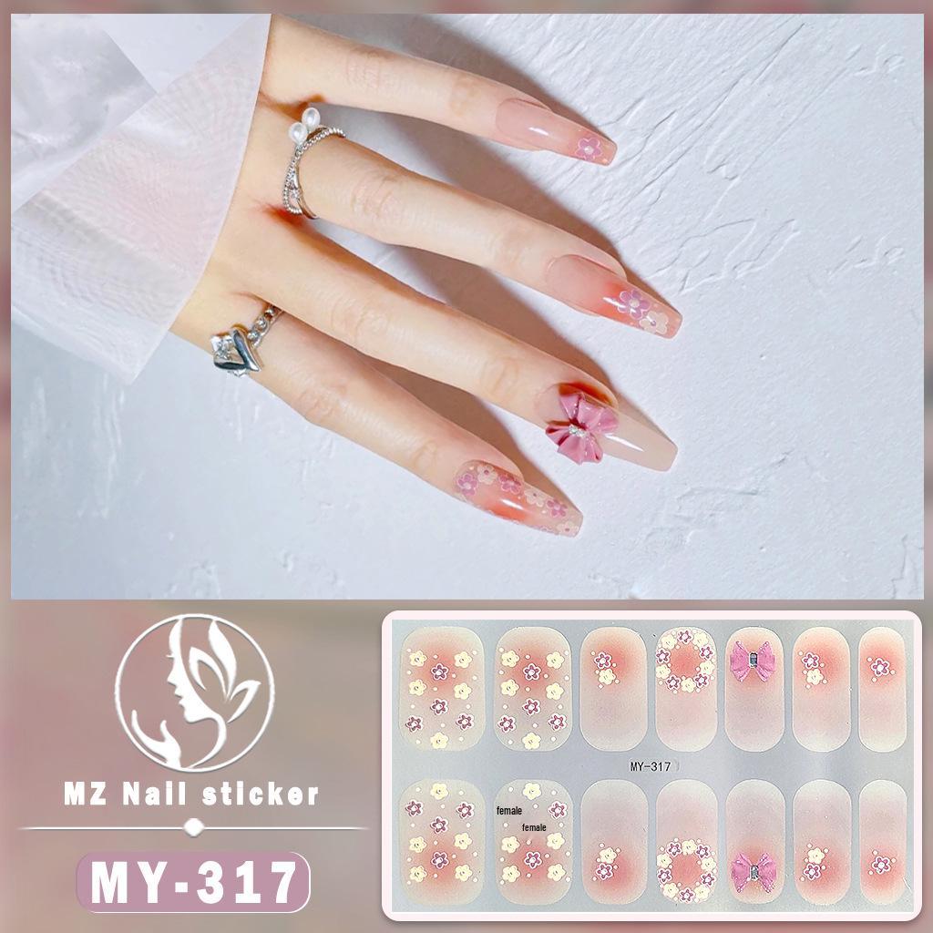 Panda Butterfly 5D No-Bake Nail Stickers - Full Cover, Waterproof, Faux Diamond Design