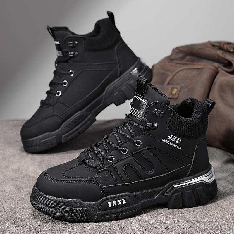 Men's Tooling Martin Boots Autumn New Leather Thick Sole Heightening Outdoor Sports Mountaineering High Top Martin Boots Men's Boots