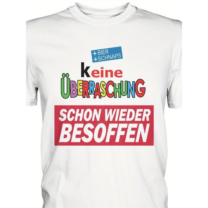 Humorous German Beer Celebration T-Shirt - No Shock, Tipsy Once More Phrase - White T-Shirt with Red Letters - Comfortable, Airy Material - Available