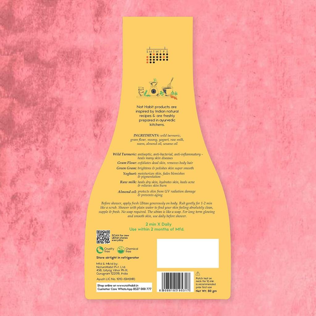 Nat Habit Fresh Wild Turmeric Bath Ubtan 80 G X Pack Of 2 For Gentle Body Exfoliation And Natural Skin Radiance Enhancement