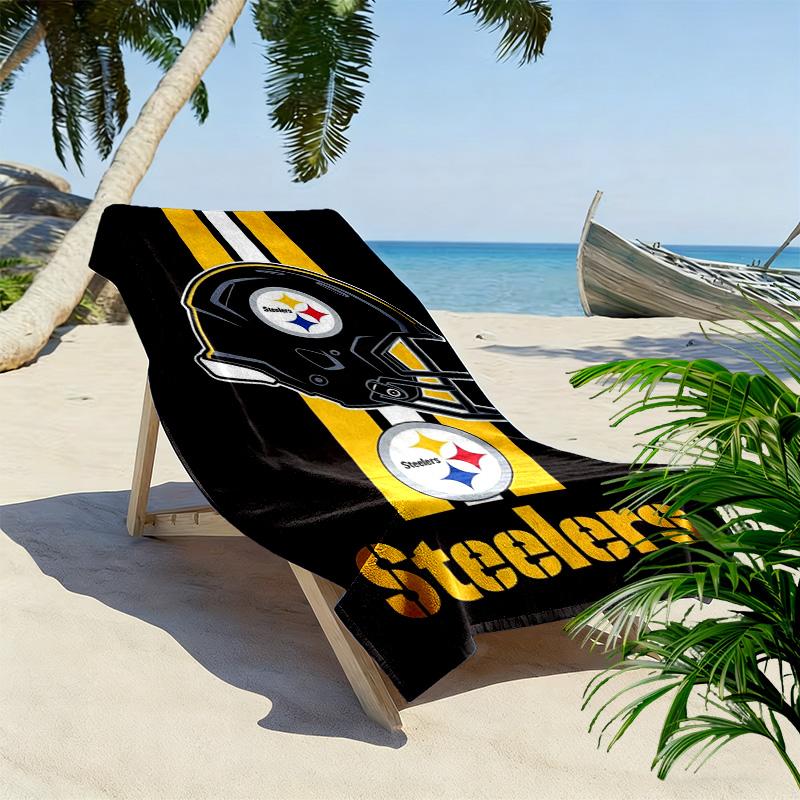 Pittsburgh Steelers Print Beach Towel, Large Soft Quick Dry Towel for Beach Camping Swimming