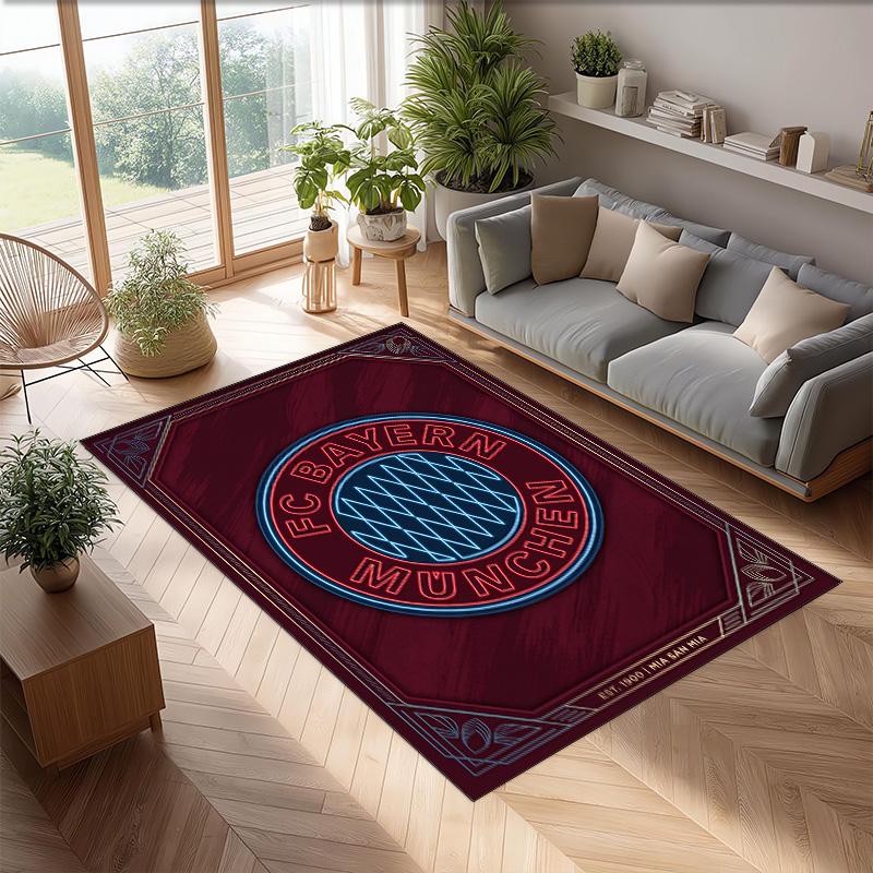 Tappeto Morbido Area Rug con Motivo Calcio Bayern Monaco Antiscivolo Tappeto per Pavimento Interno Tappetino Decorazione Sportiva per Camera da Letto