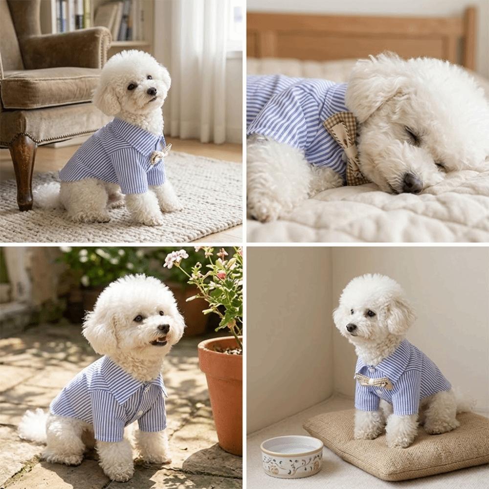 Striped Pattern Pet Clothes Thin Lightweight Canine Apparel Small Breed Dog Shirt  Home Leisure