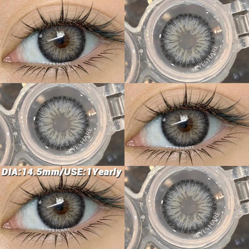 AMARA 1 Paar Braune Naturfarbene Kontaktlinsen für Augen RIYADH Serie Weichlinsen Koreanisches Augen-Make-up Mode Blaue Farblinsen