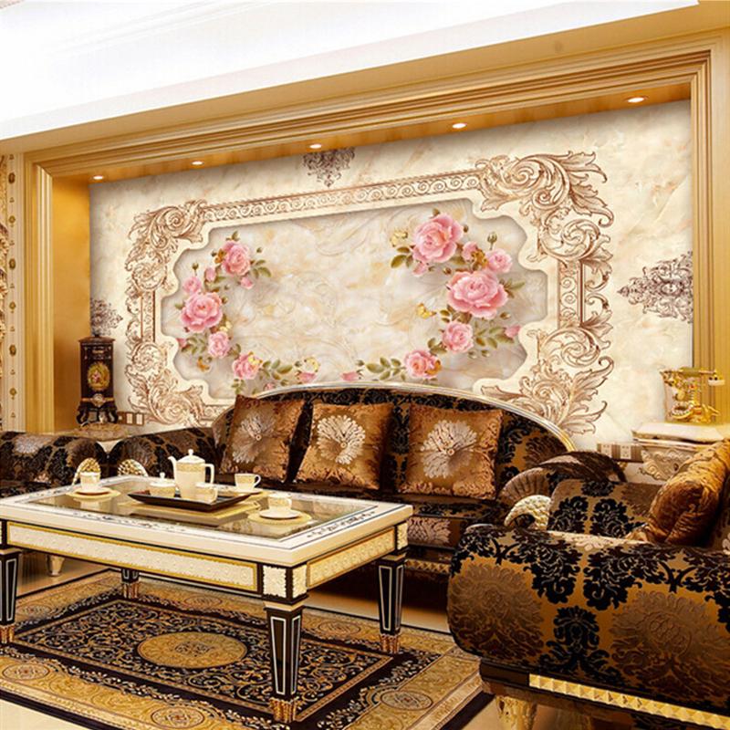 Size Wallpaper European Style 3d Stereo Relief Rose Flower Mural Wall Decoration Living Room Bedroom Wall Paper