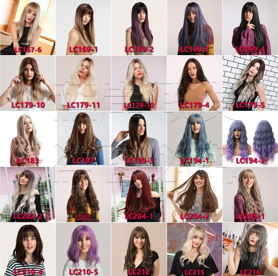 European & American Style Synthetic Headpieces with Gradient Gray-Brown, Middle-Parted French Perm - Popular Colors for Women