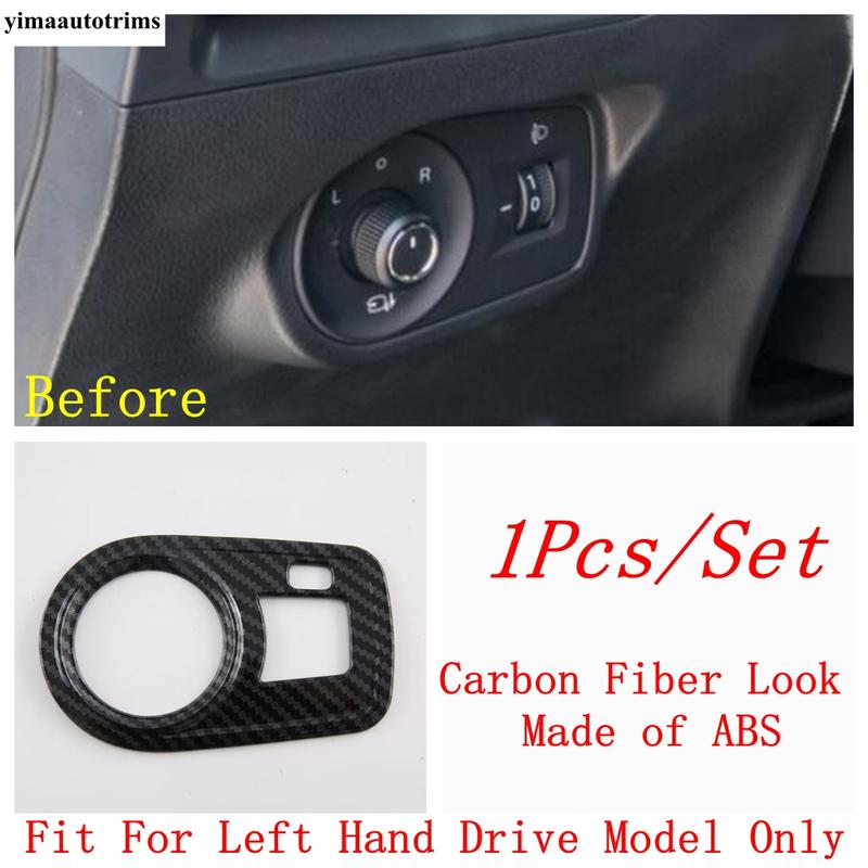 Car Head Lights Lamp Switch Button Panel Decoration Cover Trim Fit For MG 4 EV  2024 ABS Carbon Fiber Interior Accessories