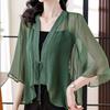 Thin Breathable Seven Quarter Sleeve Chiffon Shirt for Women's Summer New Outfit, Shawl Cardigan Jacket, Fashionable Sun Protection Top