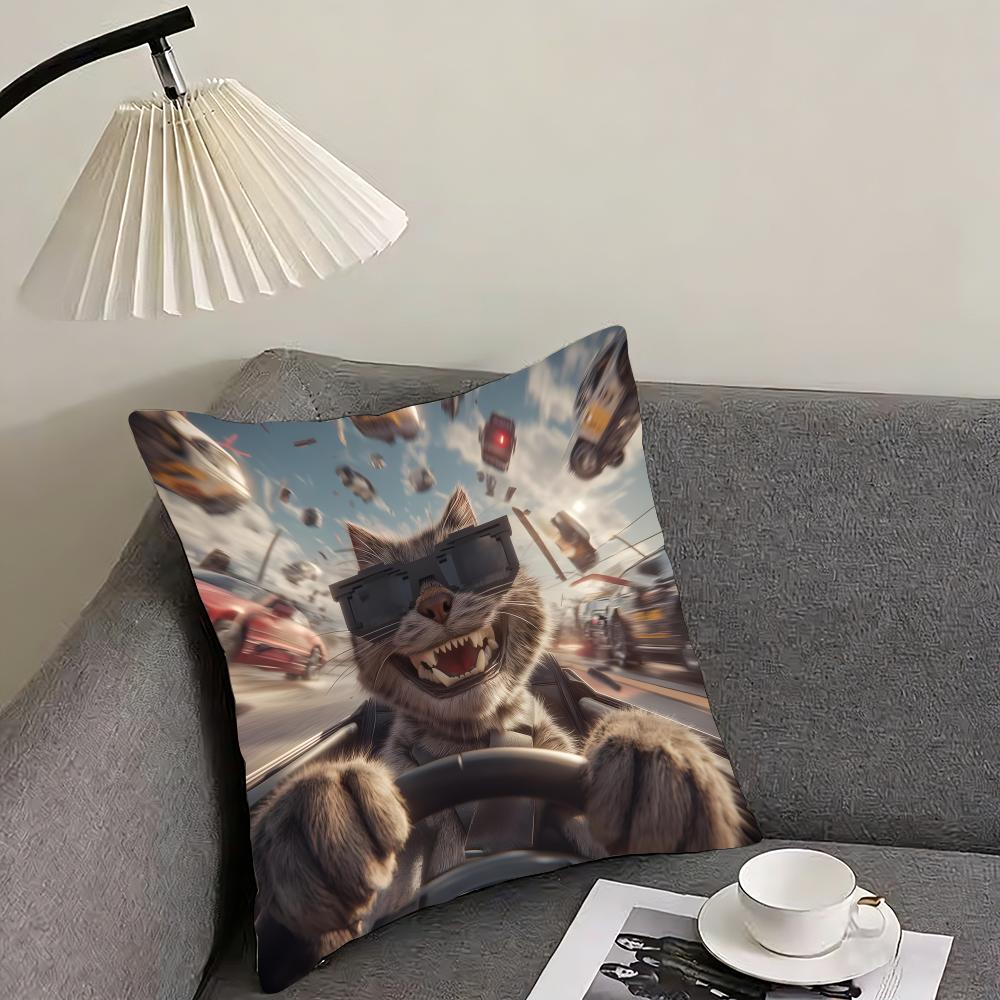 Funny Kitten Cute Cushion Cover Pillowcase Ultra Soft Skin Friendly Fabric Cloud Like Comfort Concealed Zipper