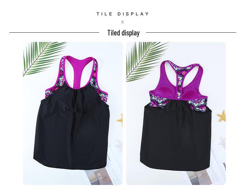 European & American Women's Plus Size Printed Split Vest Swimsuit