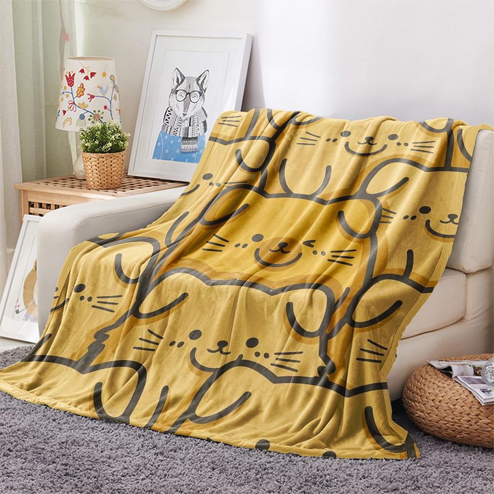 

1Pc gold dog Print Flannel Blanket, High quality Comfortable for All Seasons, Home Decor, Warmth and Comfort, Perfect for Christmas Gifts 80cm x 120cm