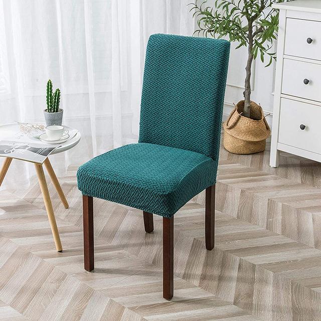 Hochdehnbarer Jacquard Dreidimensionaler Stuhlbezug für Esszimmer Küche Zuhause Dick Hoher Weichheit Stoff Bezüge Leicht Waschbar 1 piece dunkelgrüne