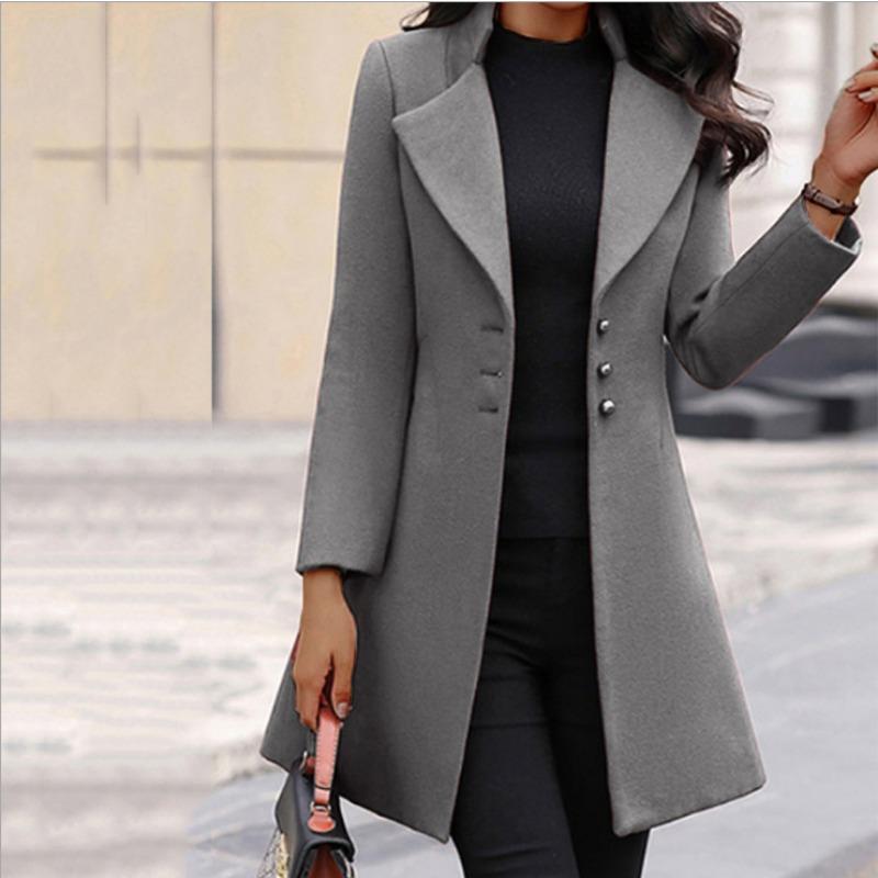 Winter New Women's Coat Korean Version Slim Fit Medium and Long European and American Women's Woolen Coat