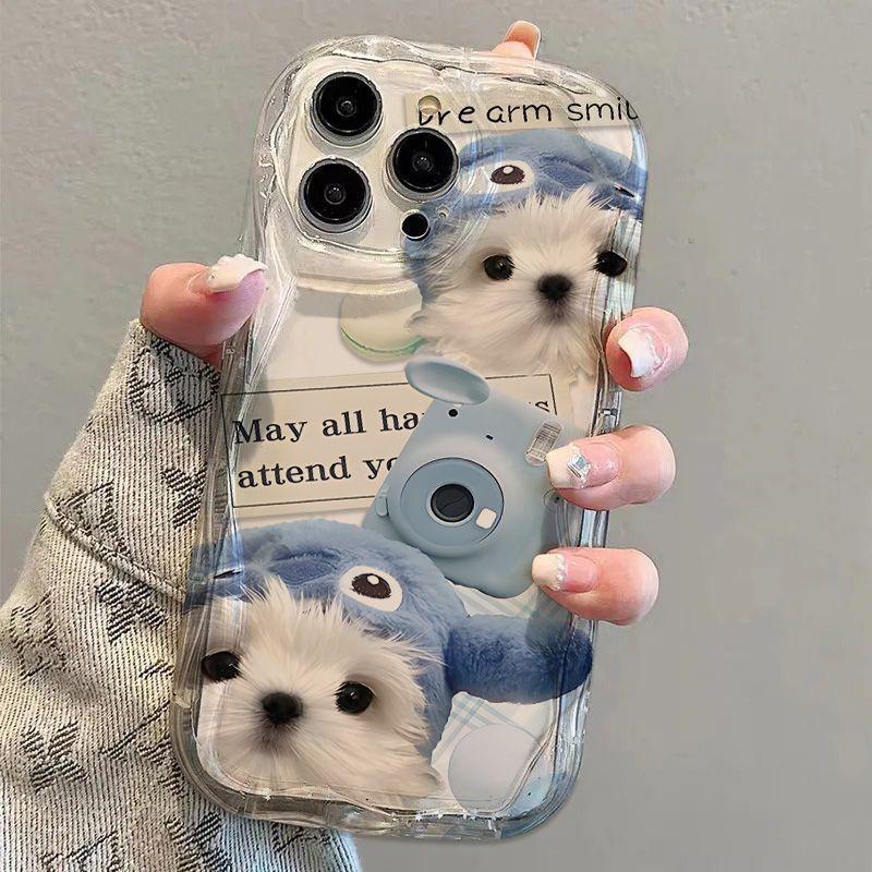 

Polaroid Apple Dog iPhone Case: Compatible with iPhone XS/XR/7/8/12/13/14/15 Pro Max Cream Model, All-Inclusive Protection. iPhone 13 Pro Max
