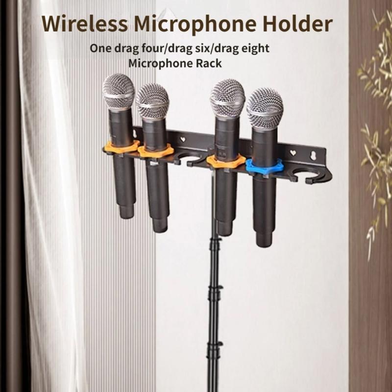 Shockproof Wall Mount Holder for Various Models Microphones Storage Organizers Holds 2/4/6/8 Microphone for Mic Stand