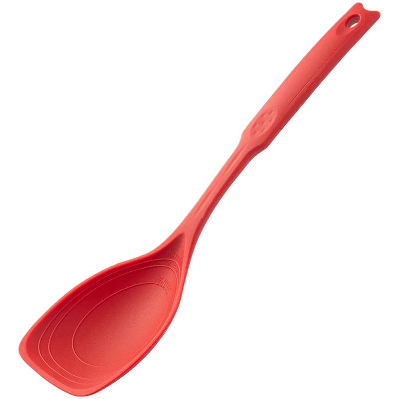 Kitchen Tool Silicone Spoon Multi Purpose Grip Comfortable Anti Slip Round Handle Large Cookware Tableware Spoon