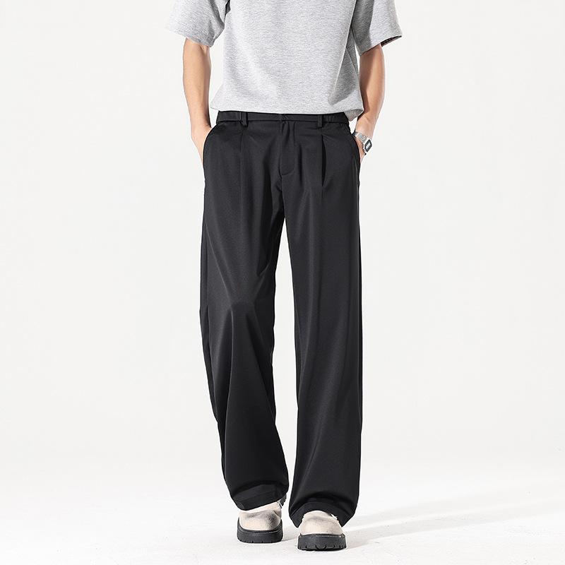 Mulberry Silk Casual Pants Men's Straight Loose Summer New Ice Silk Drape Versatile Wide-leg Sweatpants Thin